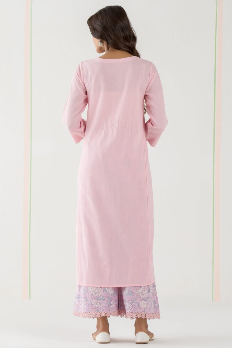 Gulbarg Pink Handloom Kurta - Image 4