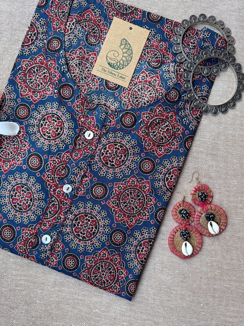 "Roshan" Ajrakh Hand Block Printed  Cotton kurta - Image 2