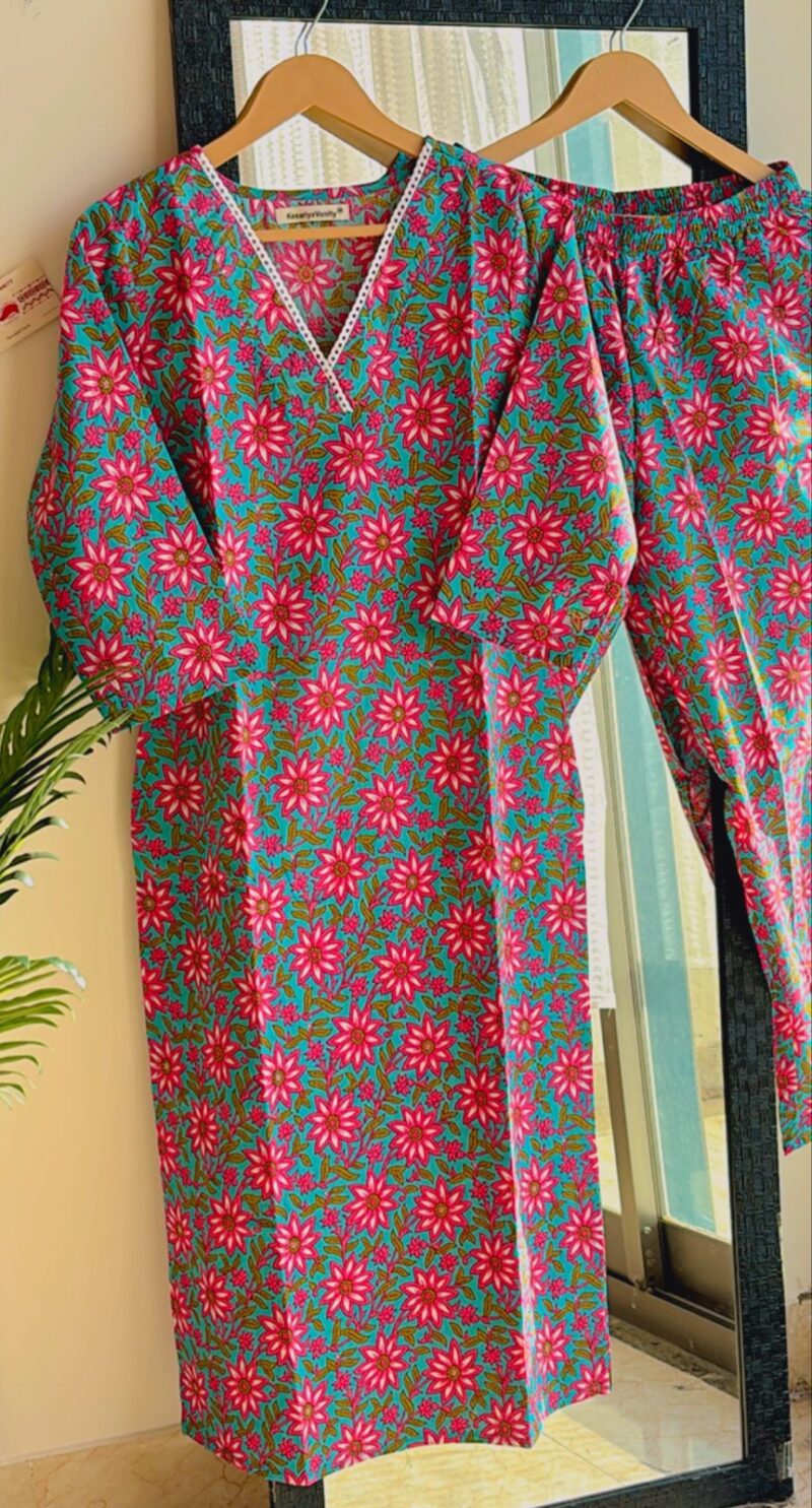 Aasmani Phool Lace Suit Set - Sukoon 3.0 (Slim Fit) - Image 2