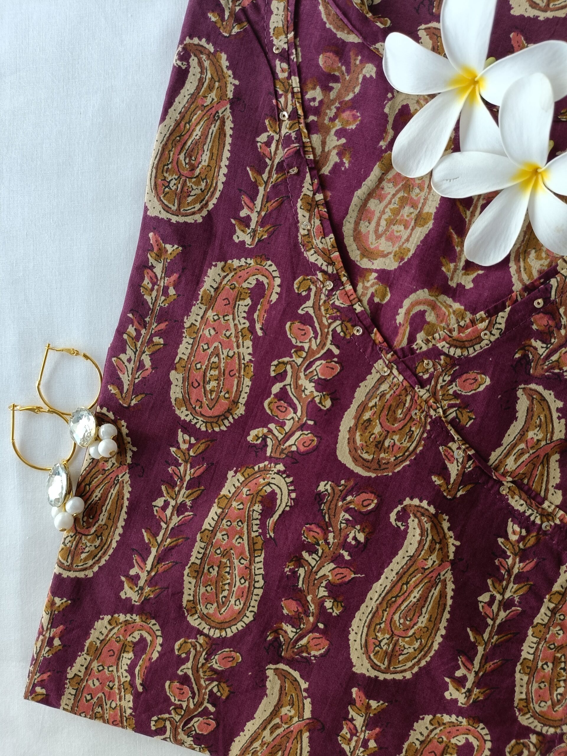 "Maham" hand block printed angrakha cotton Kurta - Image 2