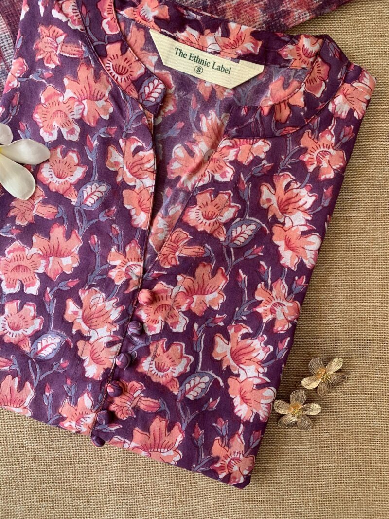 "Darpan" Collared Cotton kurta with kota doria dupatta-2pc - Image 2