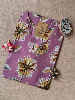 "Shifa" Hand Block Printed Scalloped Cotton kurta
