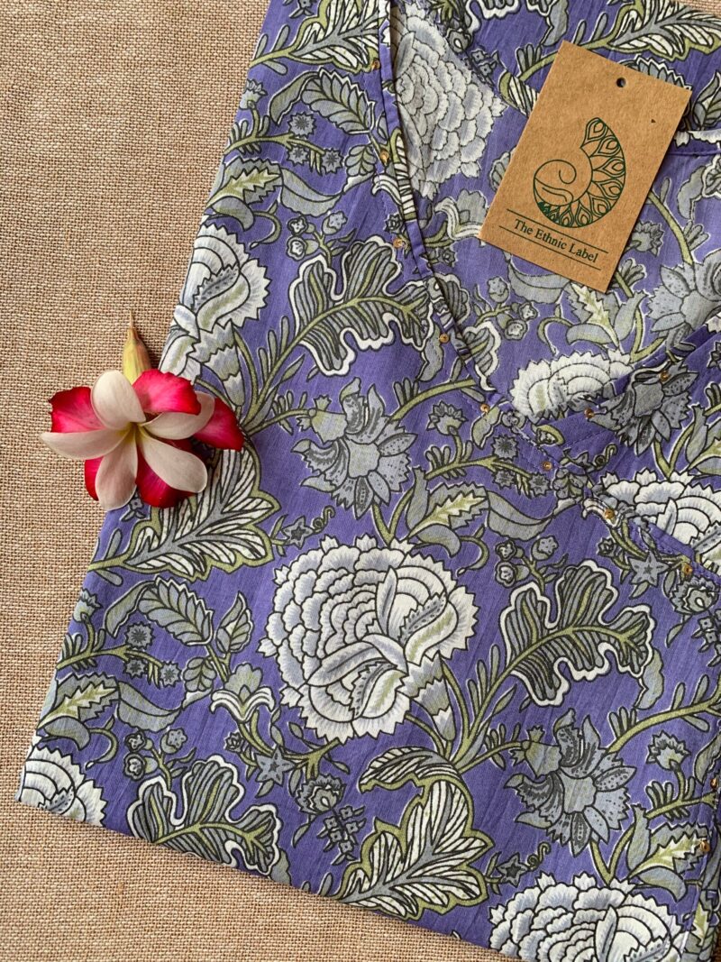 "Shama" Hand Block Printed Angrakha Cotton kurta (S to 5XL) - Image 3
