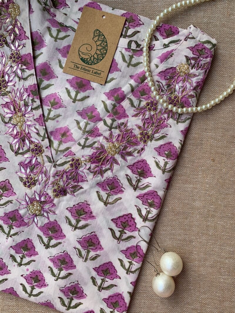 "Anmol" Hand Work Embellished Cotton kurta - Image 2