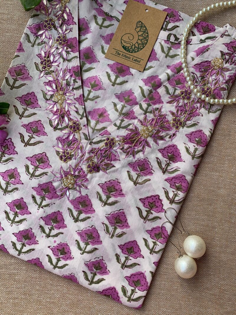"Anmol" Hand Work Embellished Cotton kurta - Image 3