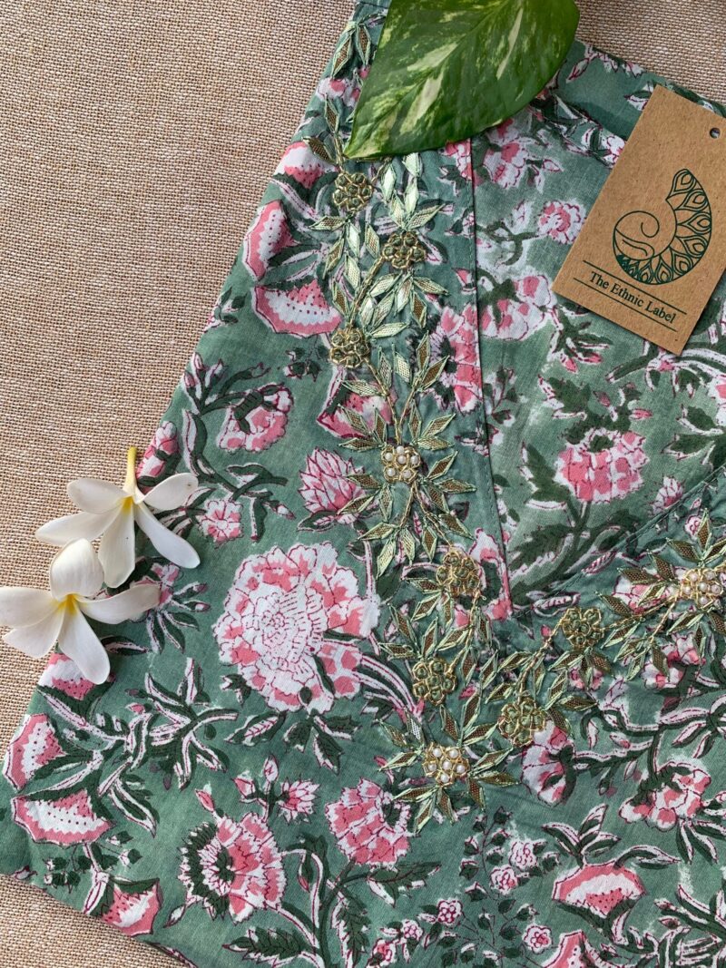 "Darsha" Hand Work Embellished Cotton kurta - Image 3