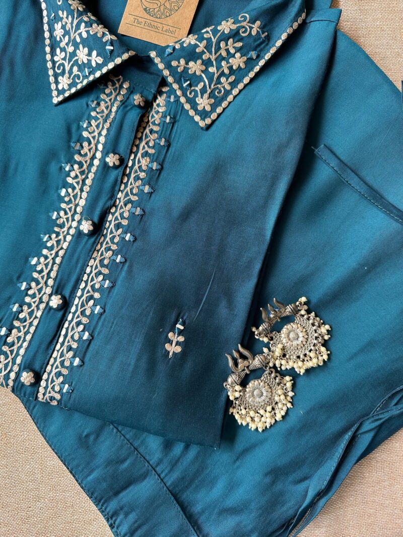 "Tara" Blue Handcrafted Co-ord Set(2 pc) - Image 2