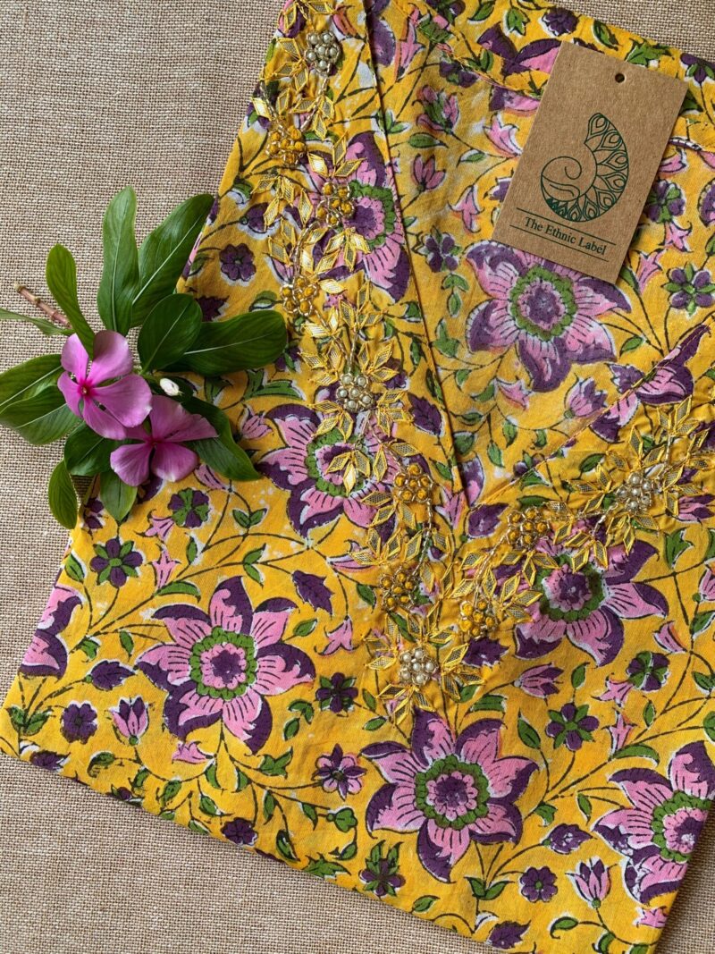 "Sanshi" Hand Work Embellished Cotton kurta - Image 2