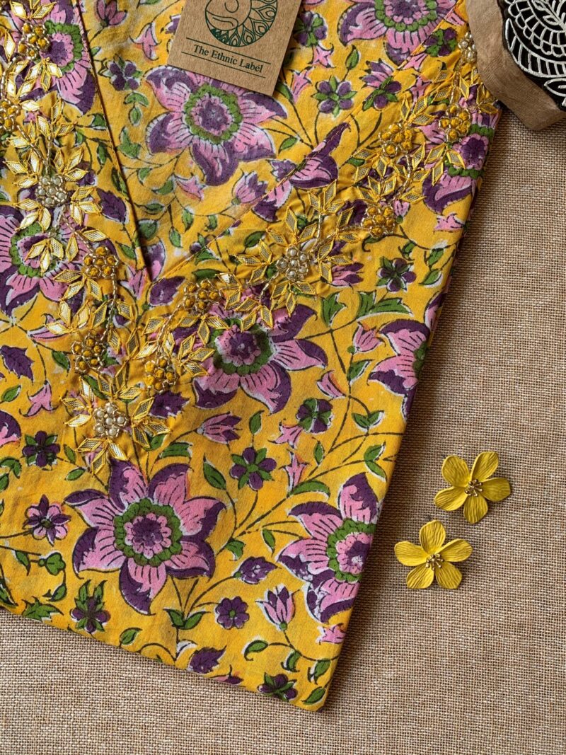 "Sanshi" Hand Work Embellished Cotton kurta - Image 3