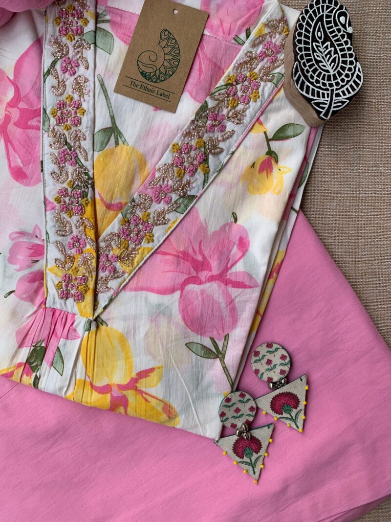"Phool" Hand Block Printed Cotton Kurta Set(3pc) - Image 3