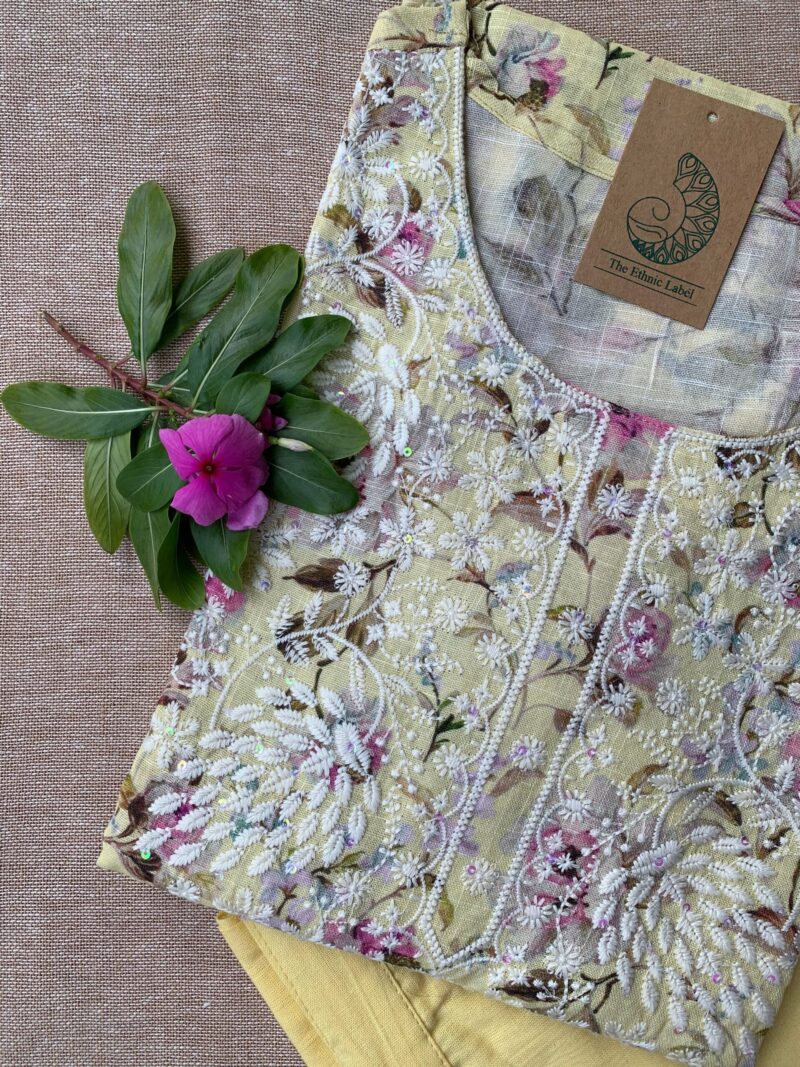 "Hira" Chikankari Kurta with Pants (2pc) - Image 3