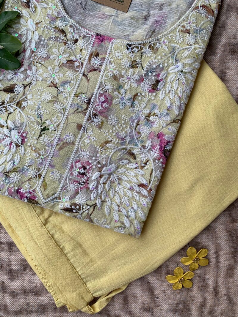 "Hira" Chikankari Kurta with Pants (2pc) - Image 4