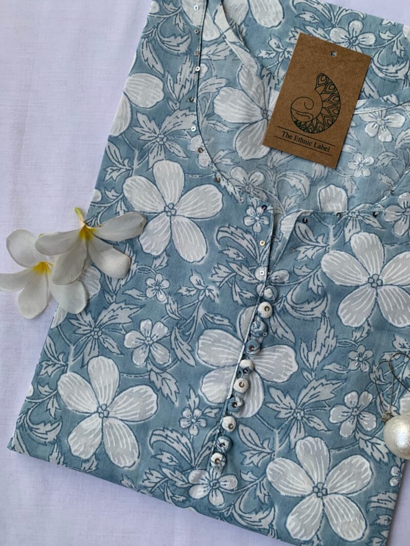 Grey "Lilly" Buttoned Cotton Kurta - XL - Image 3