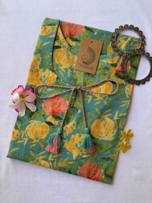"Daffodils" Sanganer Hand Block Printed Tassel Cotton Kurta