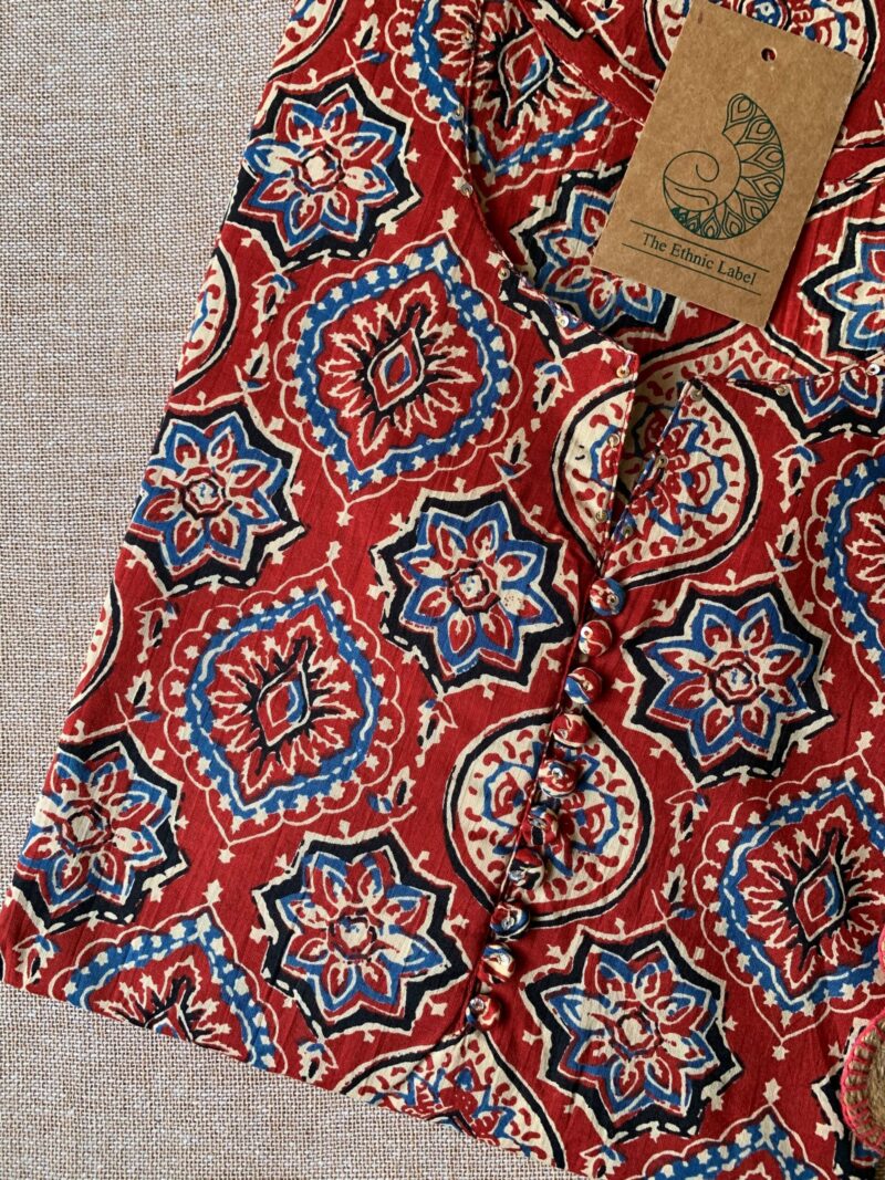 "Naaz" Ajrakh Hand Block Pritned Cotton Kurta - Image 2