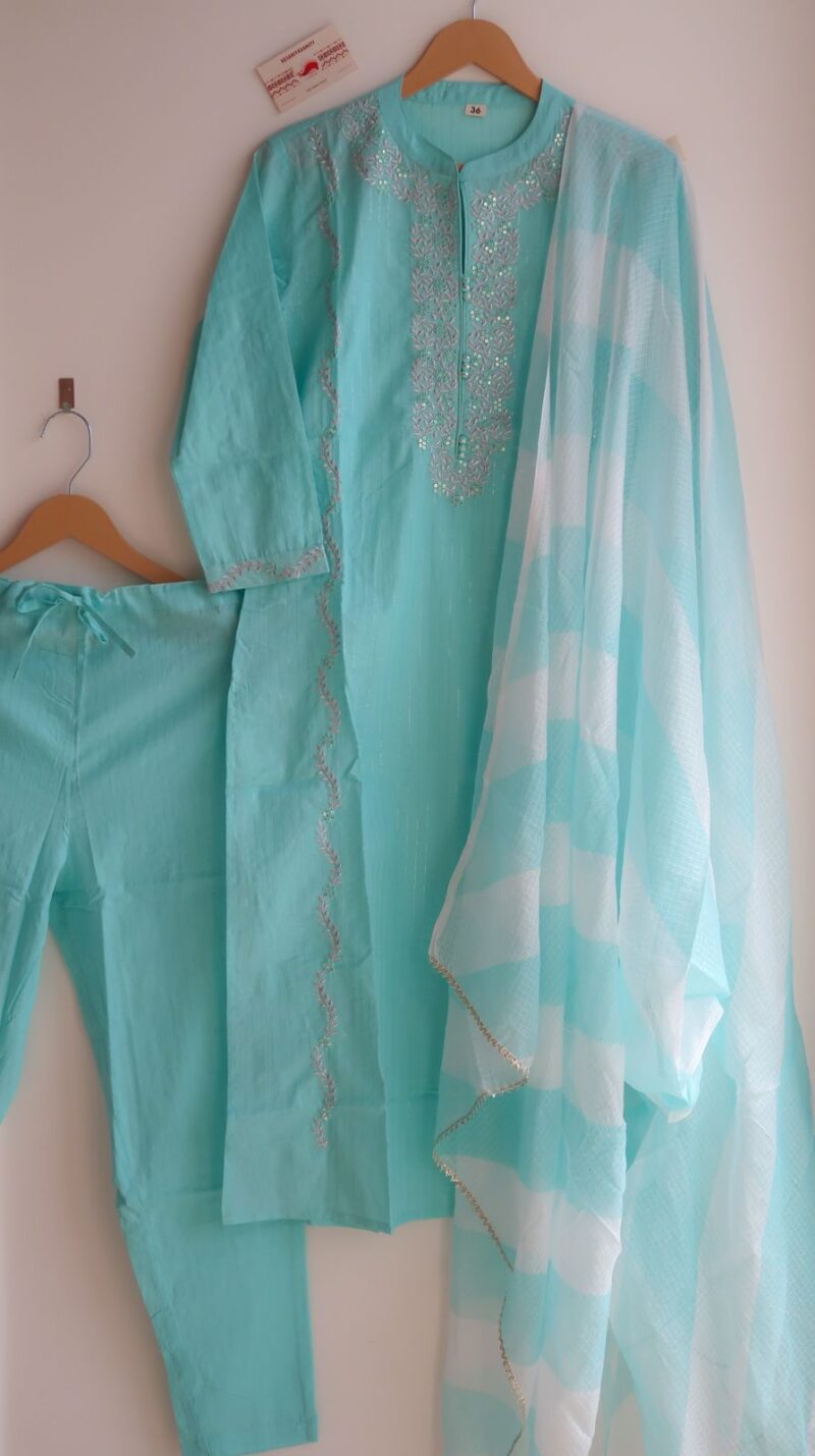 Aasmani Turquoise Infusion Suit Set - Image 2