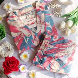 Aqua Big Lilys Suit Set - Sukoon